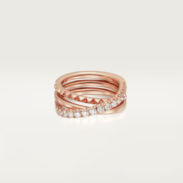 Cartier Agrafe ring, triple row, half-paved