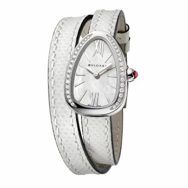 Bvlgari Serpenti 27Mm Stainless Steel White Mop Ladies Watc