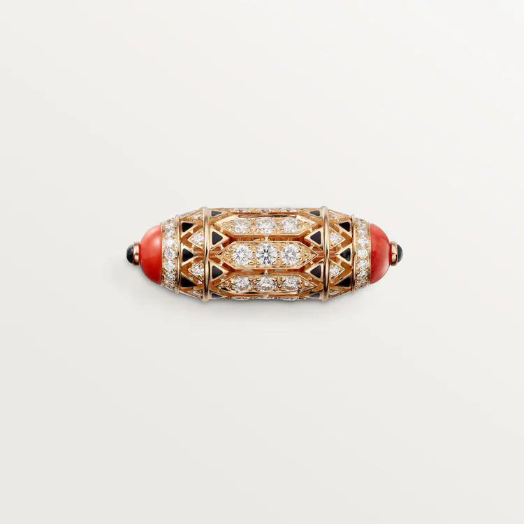Cartier Géometrie & Contrastes ring, coral, paved