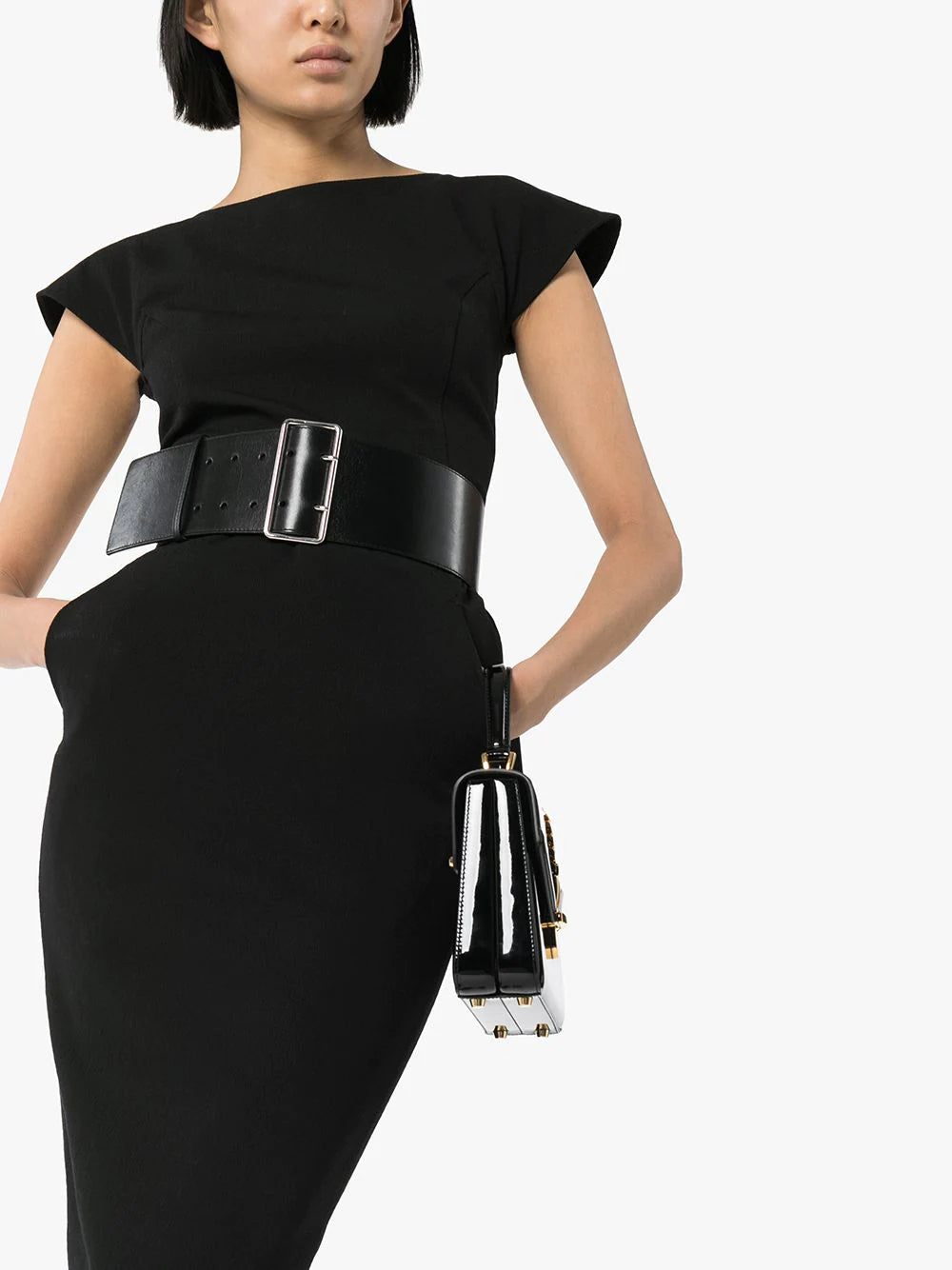 Alexander McQueen  black leather waist belt