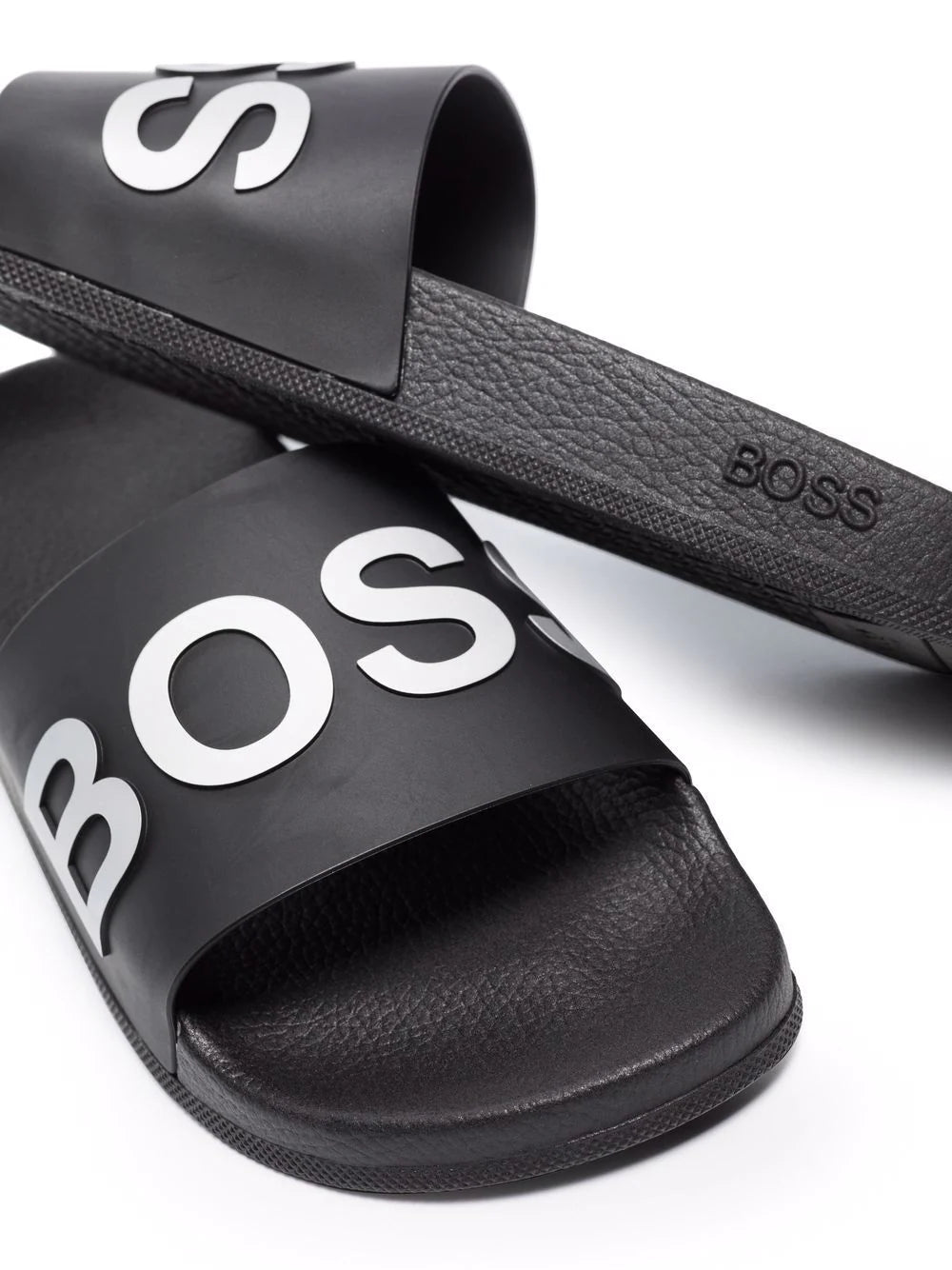 BOSS logo print slip-on slides