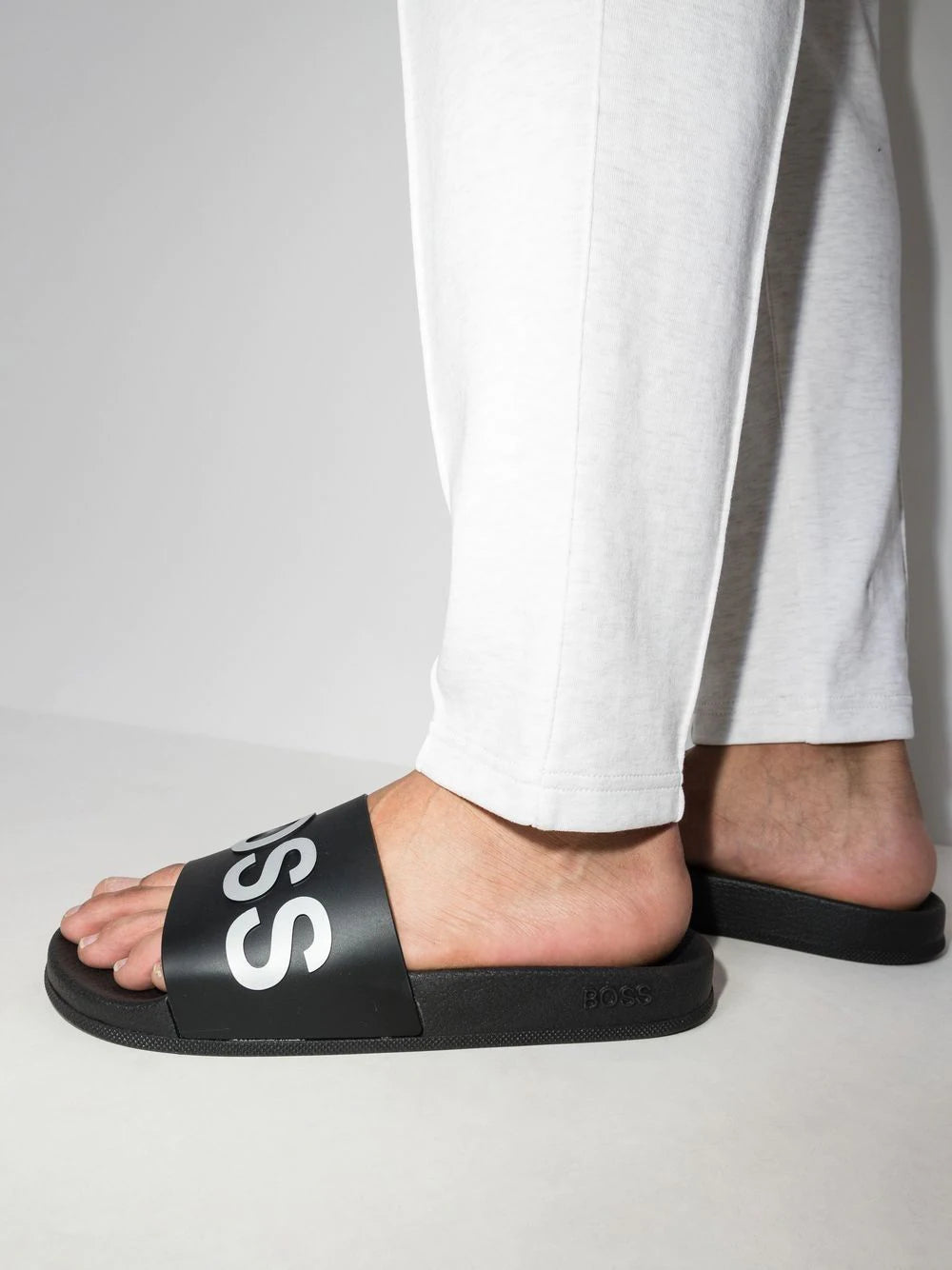 BOSS logo print slip-on slides