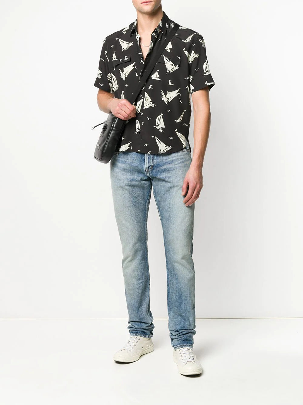 Saint Laurent stonewashed straight-leg jeans