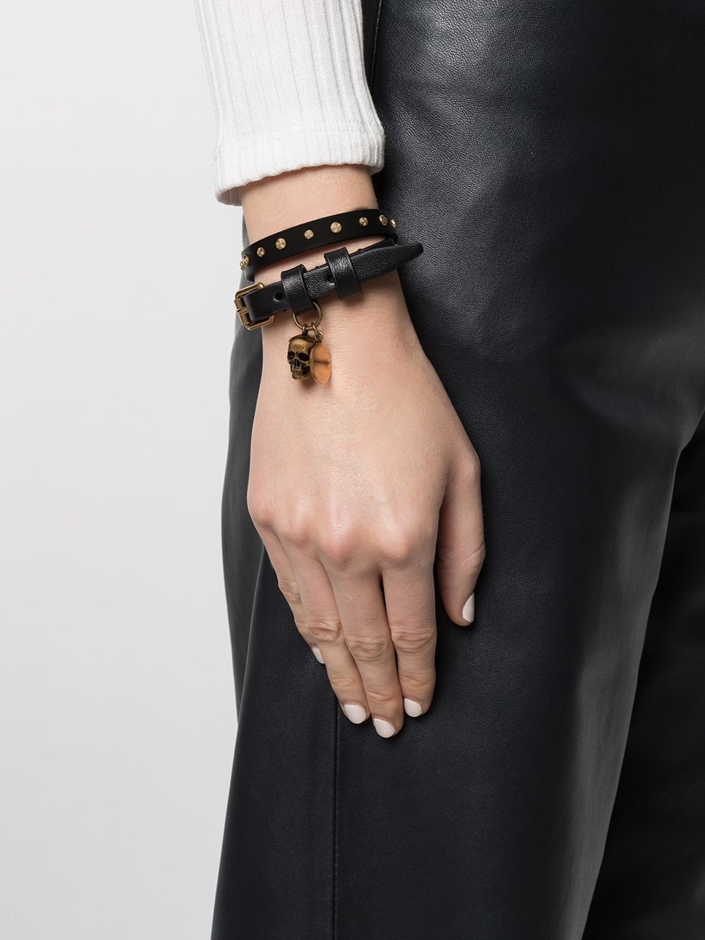 Alexander McQueen  hammered studs double-wrap bracelet