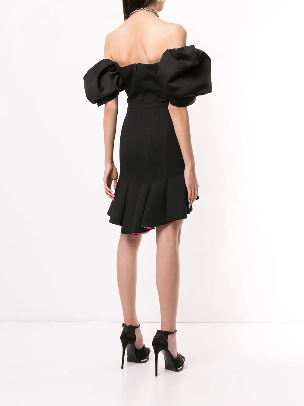 Alexander McQueen  peplum hem off-shoulder dress