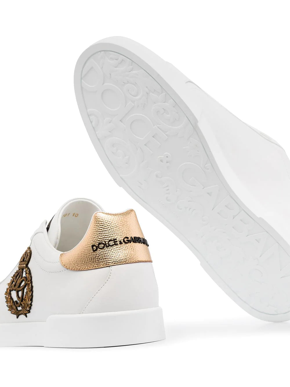 Dolce & gabbana Portofino logo crest leather sneakers