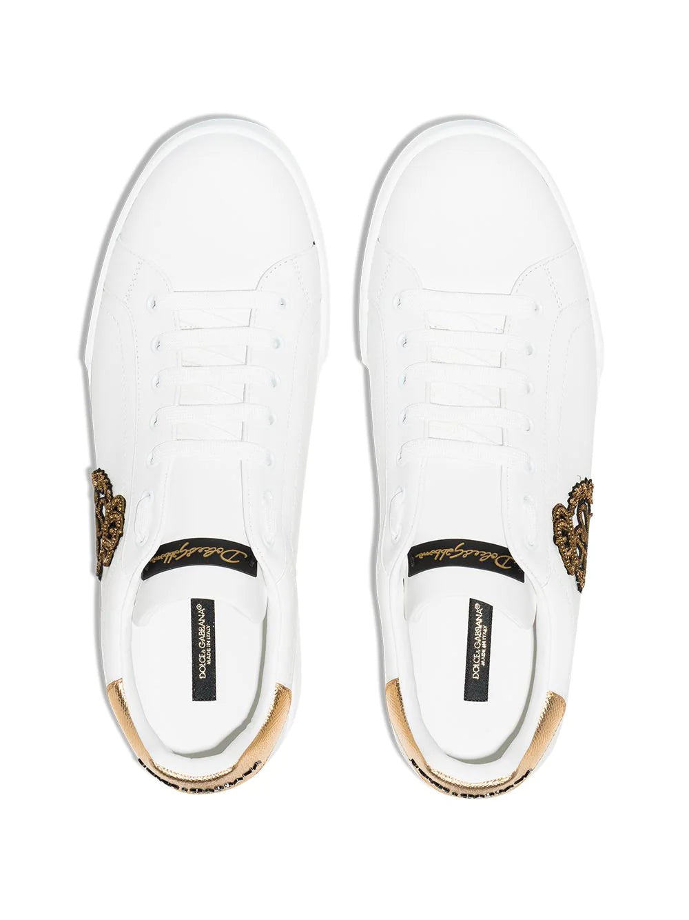 Dolce & gabbana Portofino logo crest leather sneakers