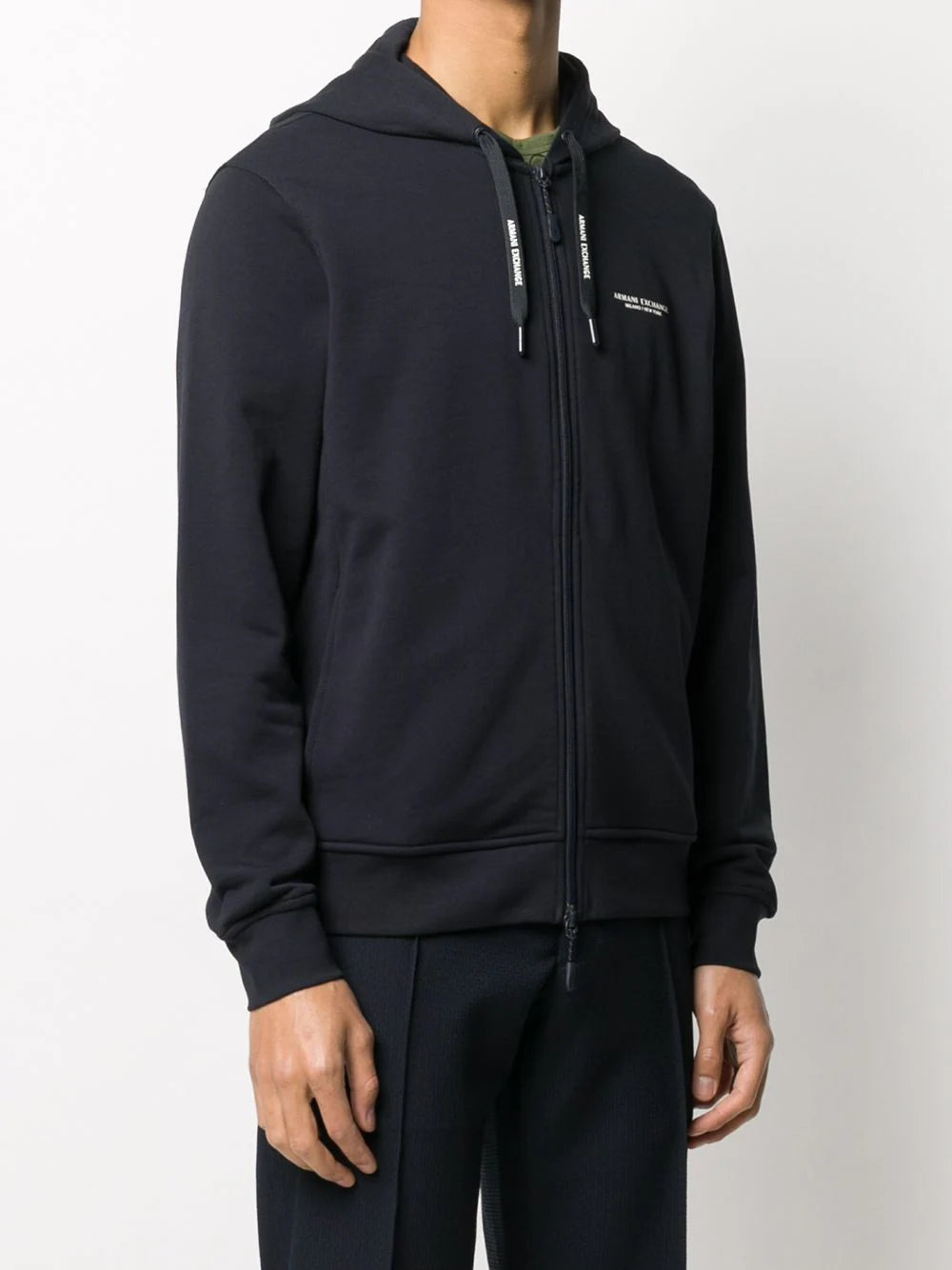 Armani Exchange  logo print zipped hoodie