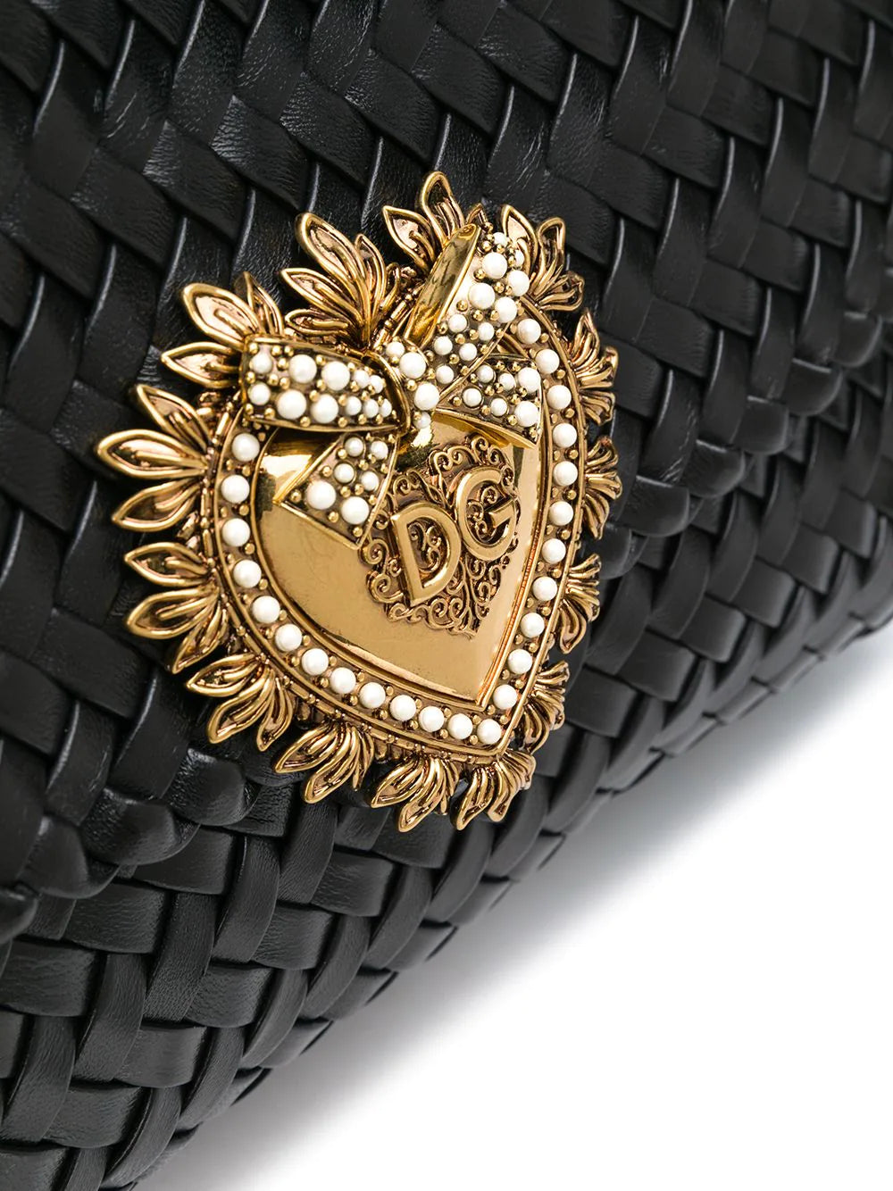 Dolce & gabbana logo-plaque woven shoulder bag