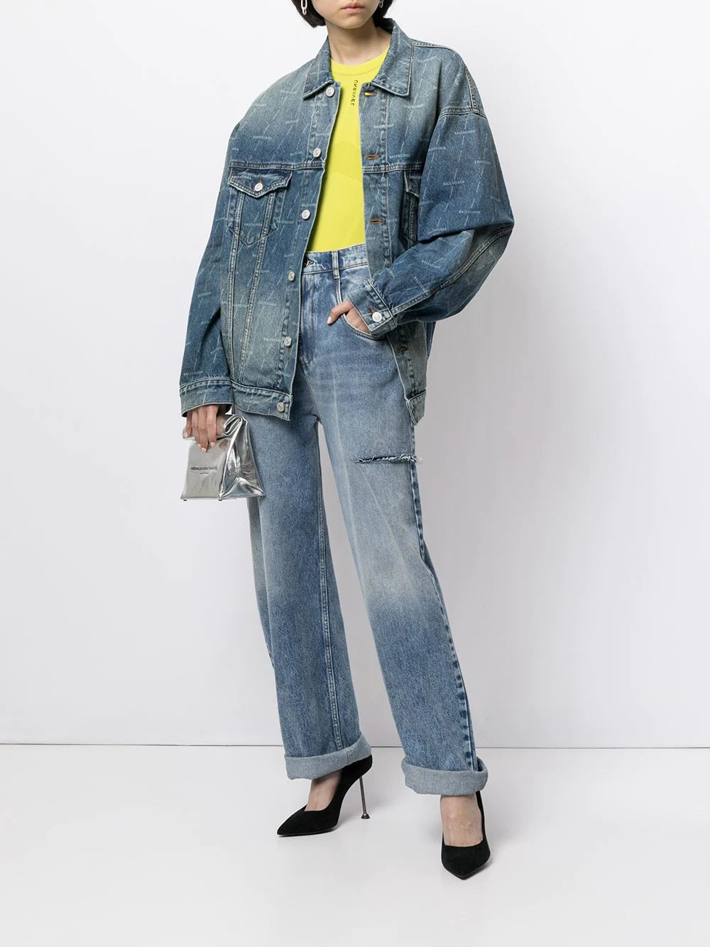 Balenciaga logo-print denim jacket