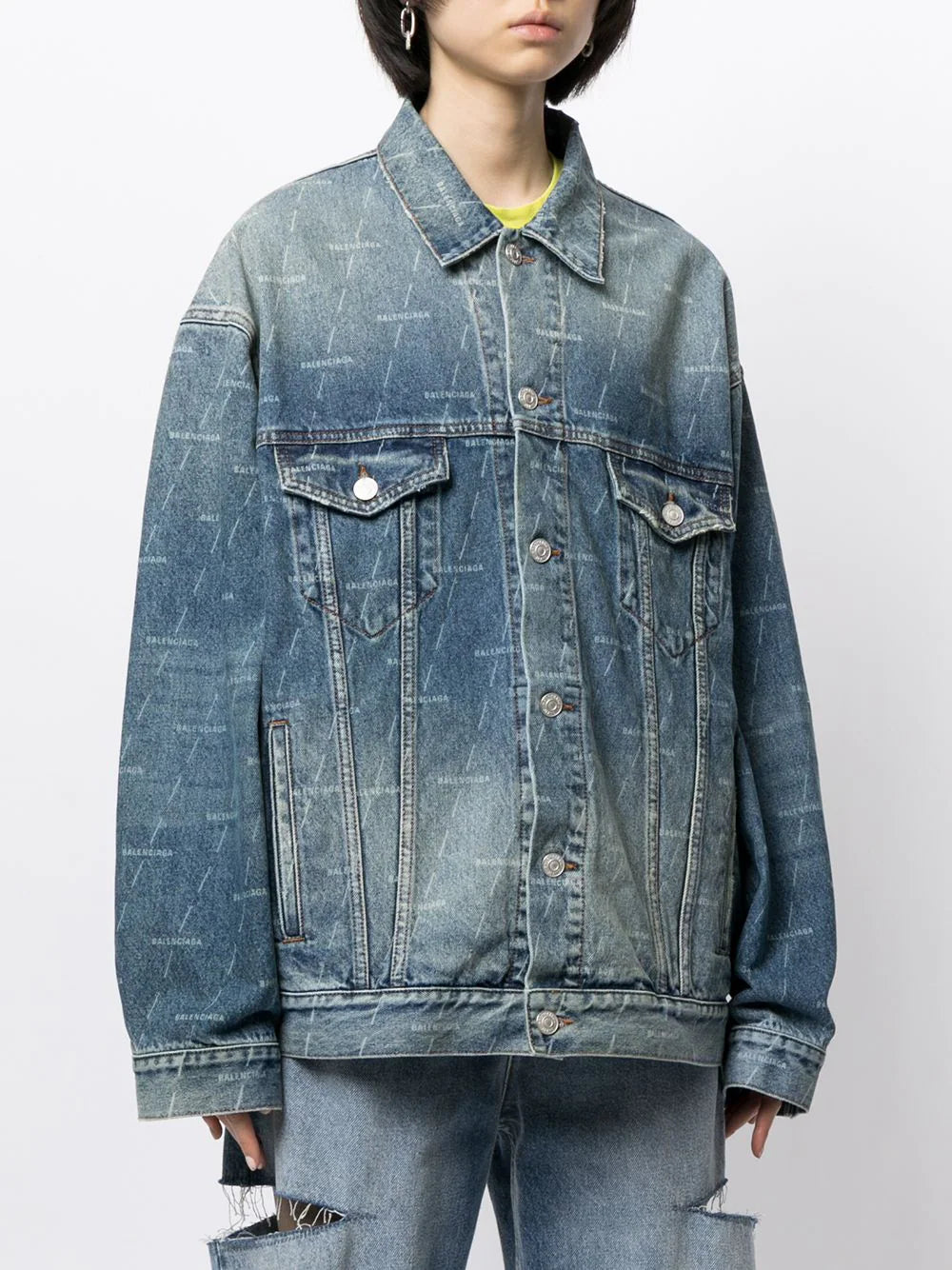 Balenciaga logo-print denim jacket