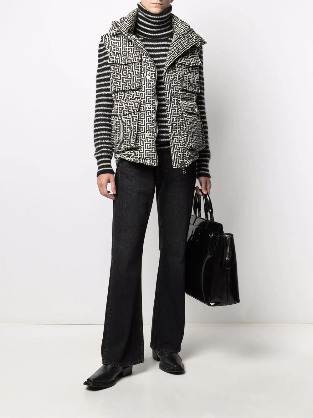 Balmain monogram-pattern padded sleeveless jacket - Image 2