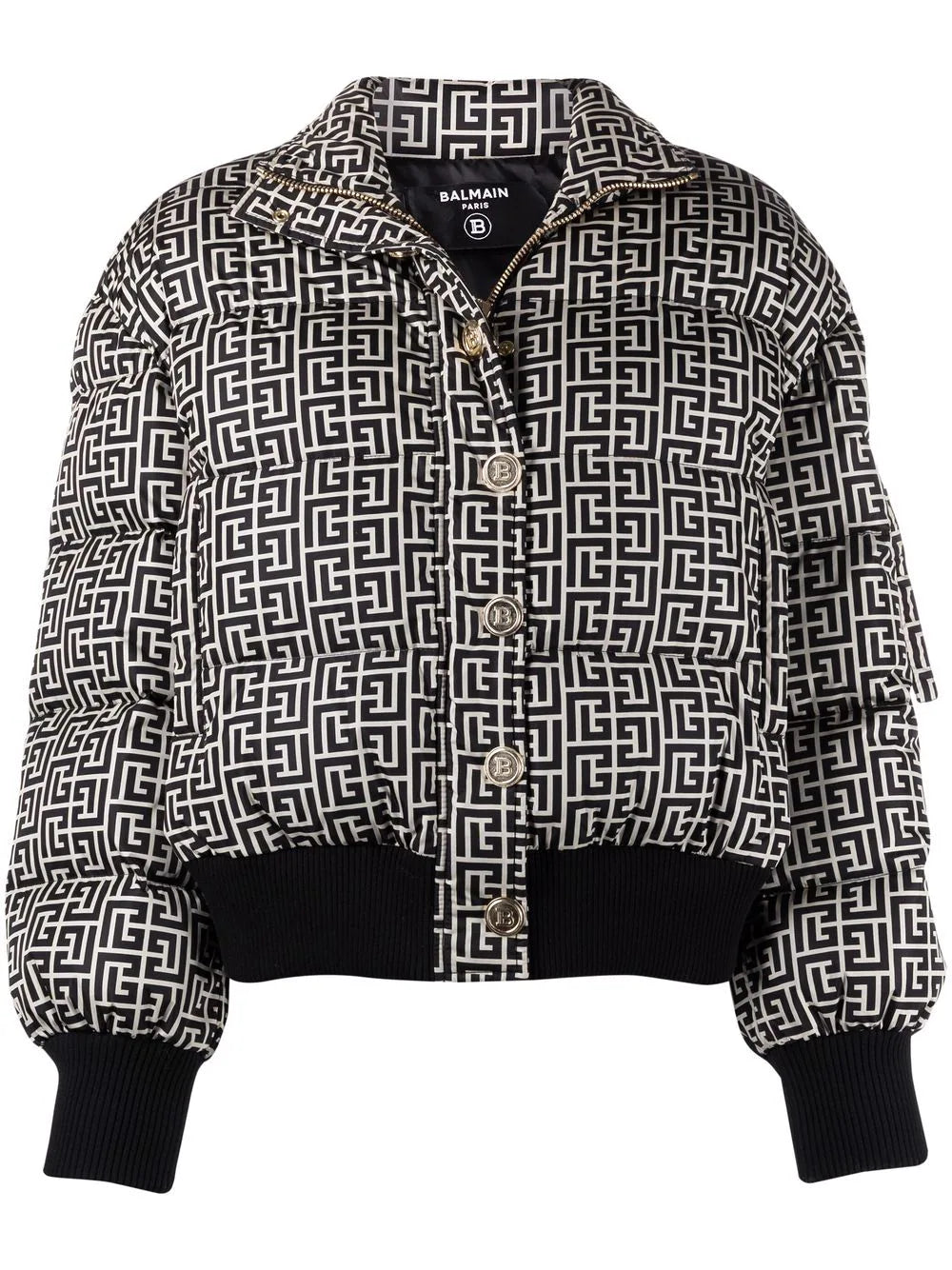 Balmain  monogram-print puffer jacket