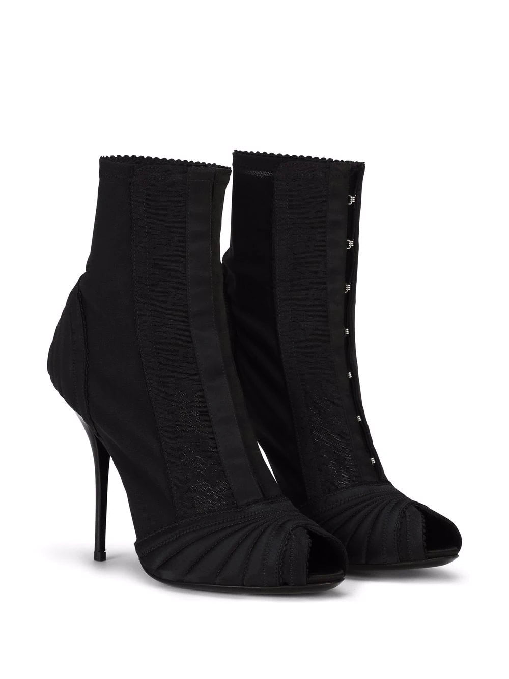 Dolce & gabbana  peep-toe satin ankle boots