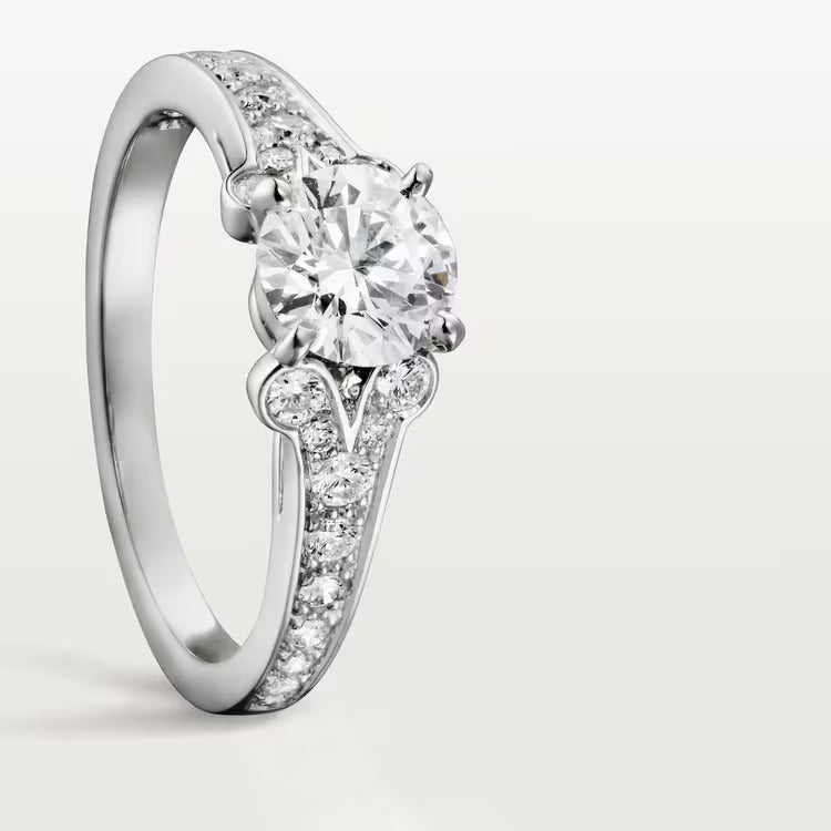 Cartier Ballerine solitaire, brilliant-cut diamond, paved