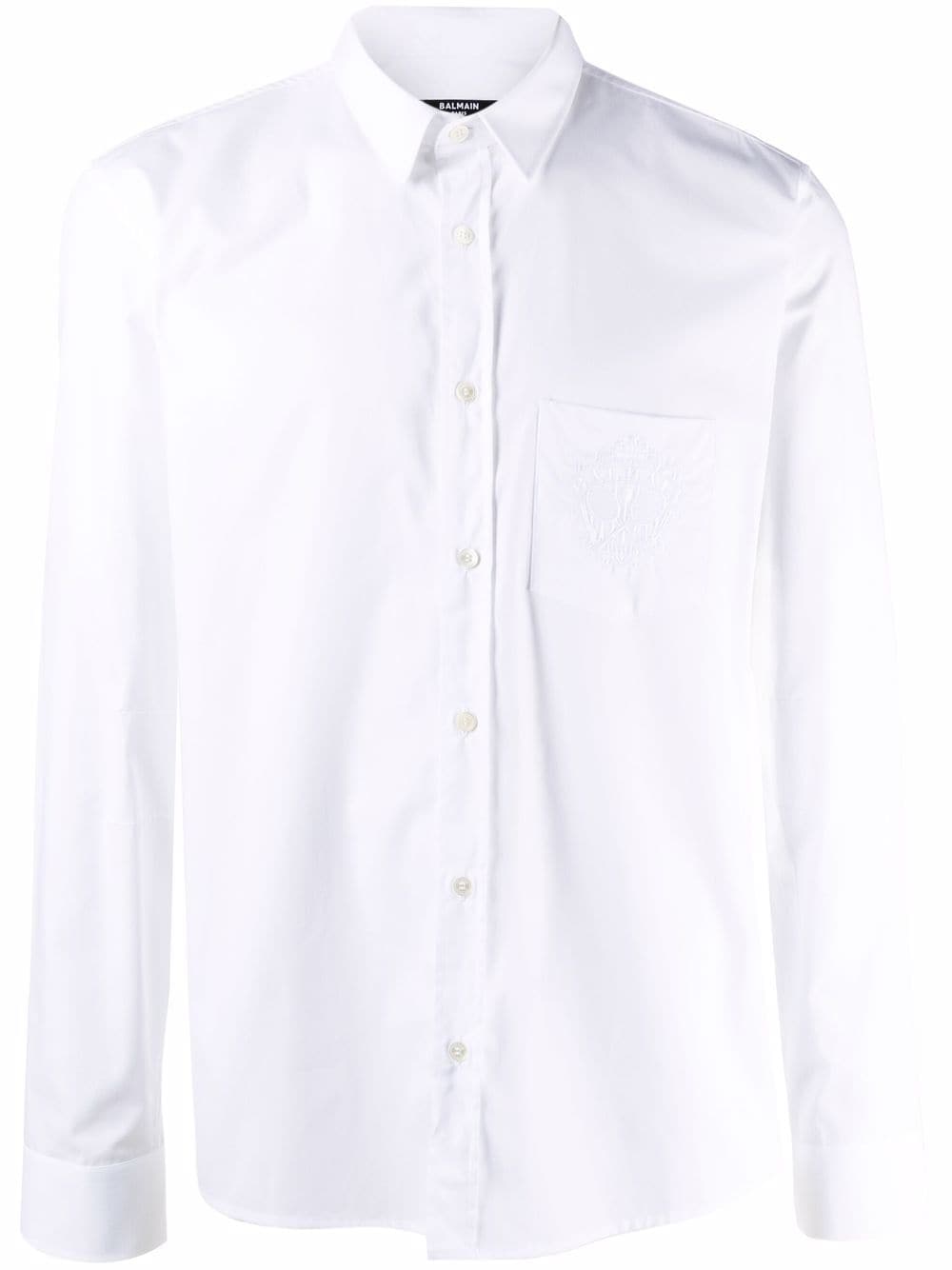 Balmain embroidered-logo cotton shirt