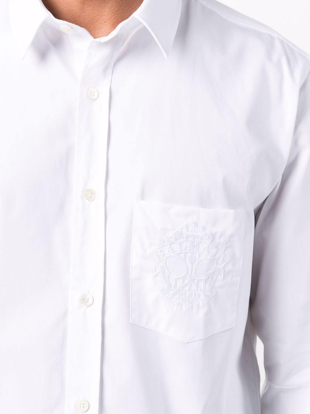 Balmain embroidered-logo cotton shirt