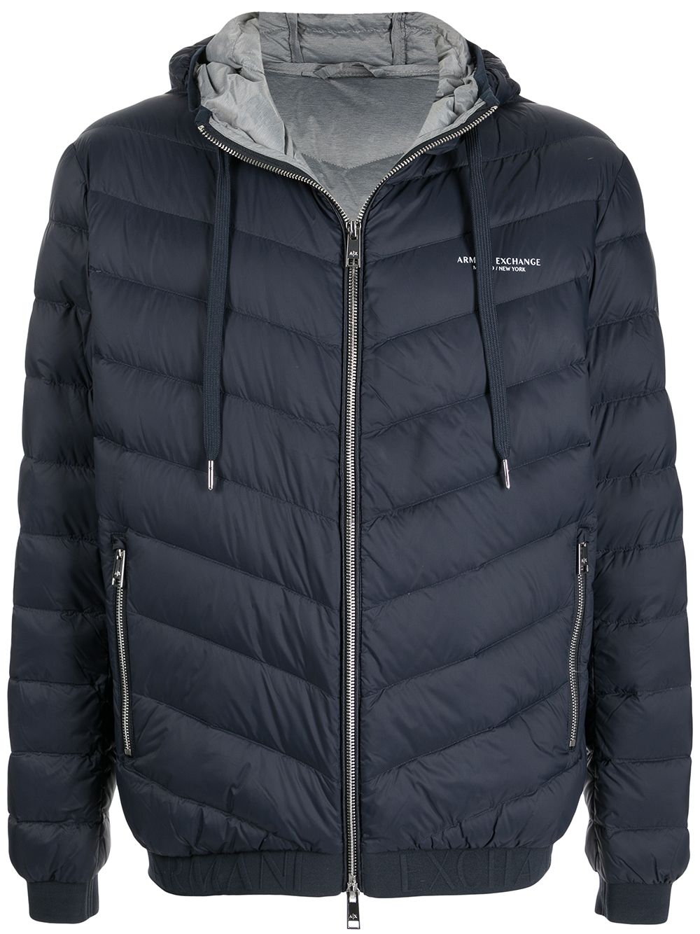 Armani Exchange padded zip-up hooded jacket
