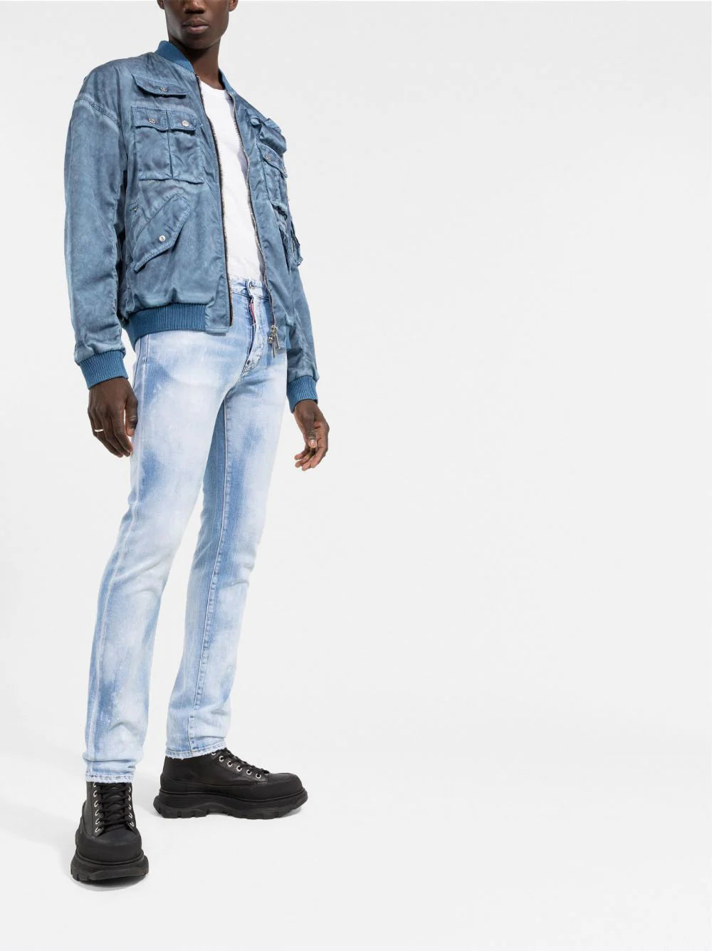 Dsquared2 distressed bleached-effect slim-cut jeans