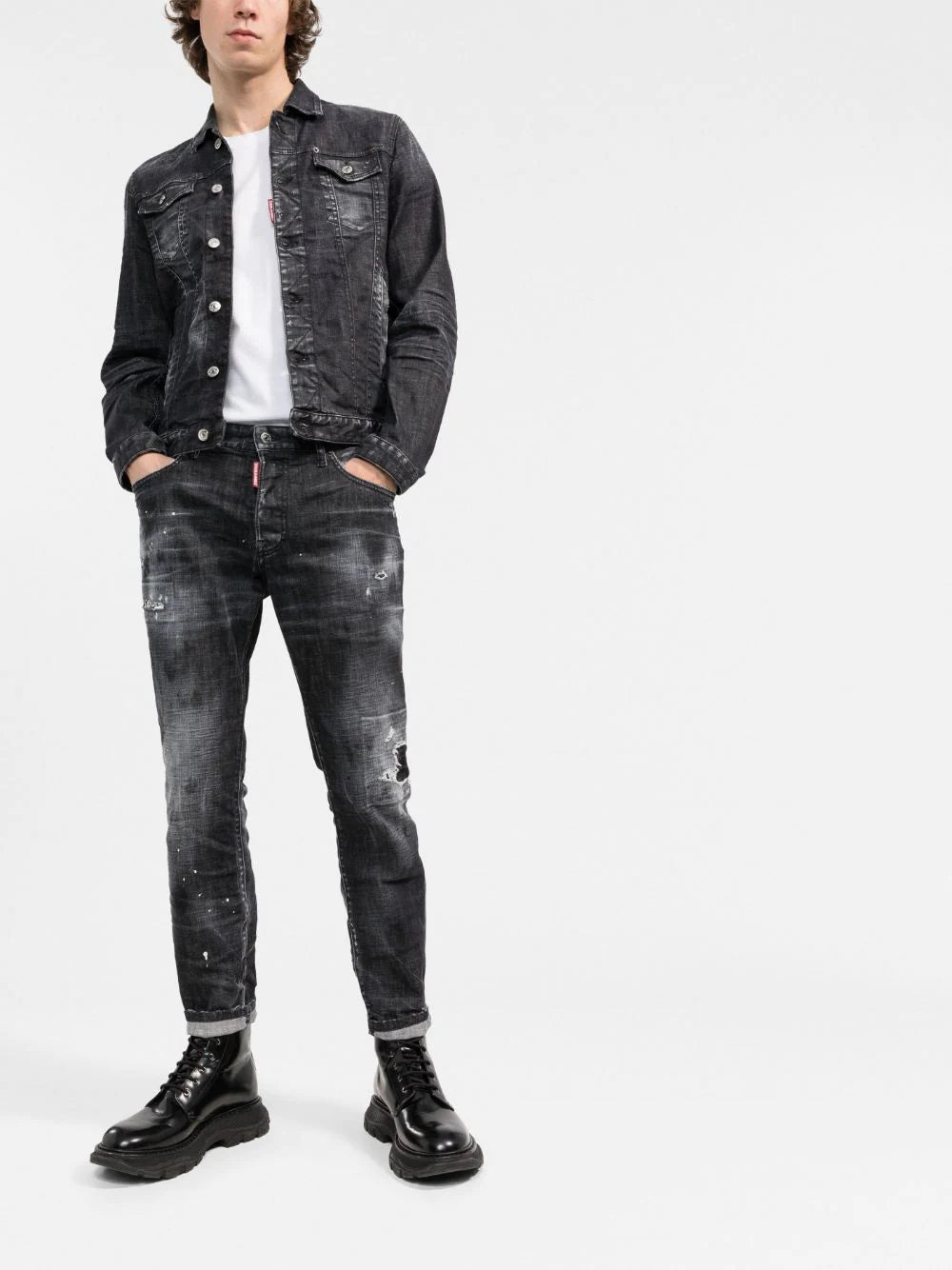 Dsquared2 -mid-rise distressed straight-leg jeans