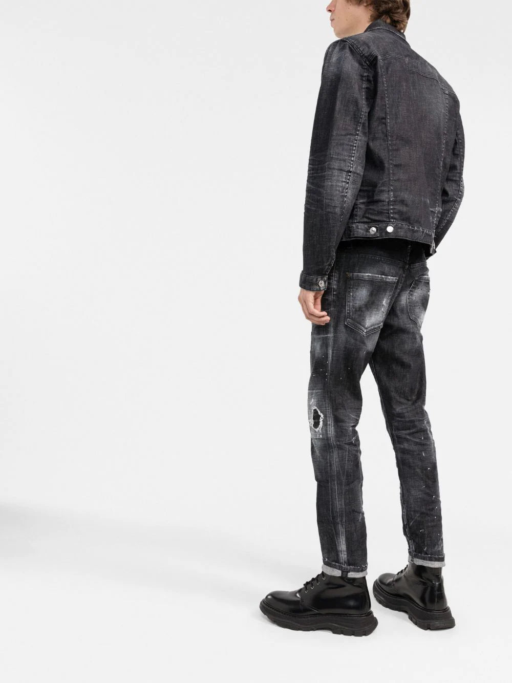 Dsquared2 -mid-rise distressed straight-leg jeans