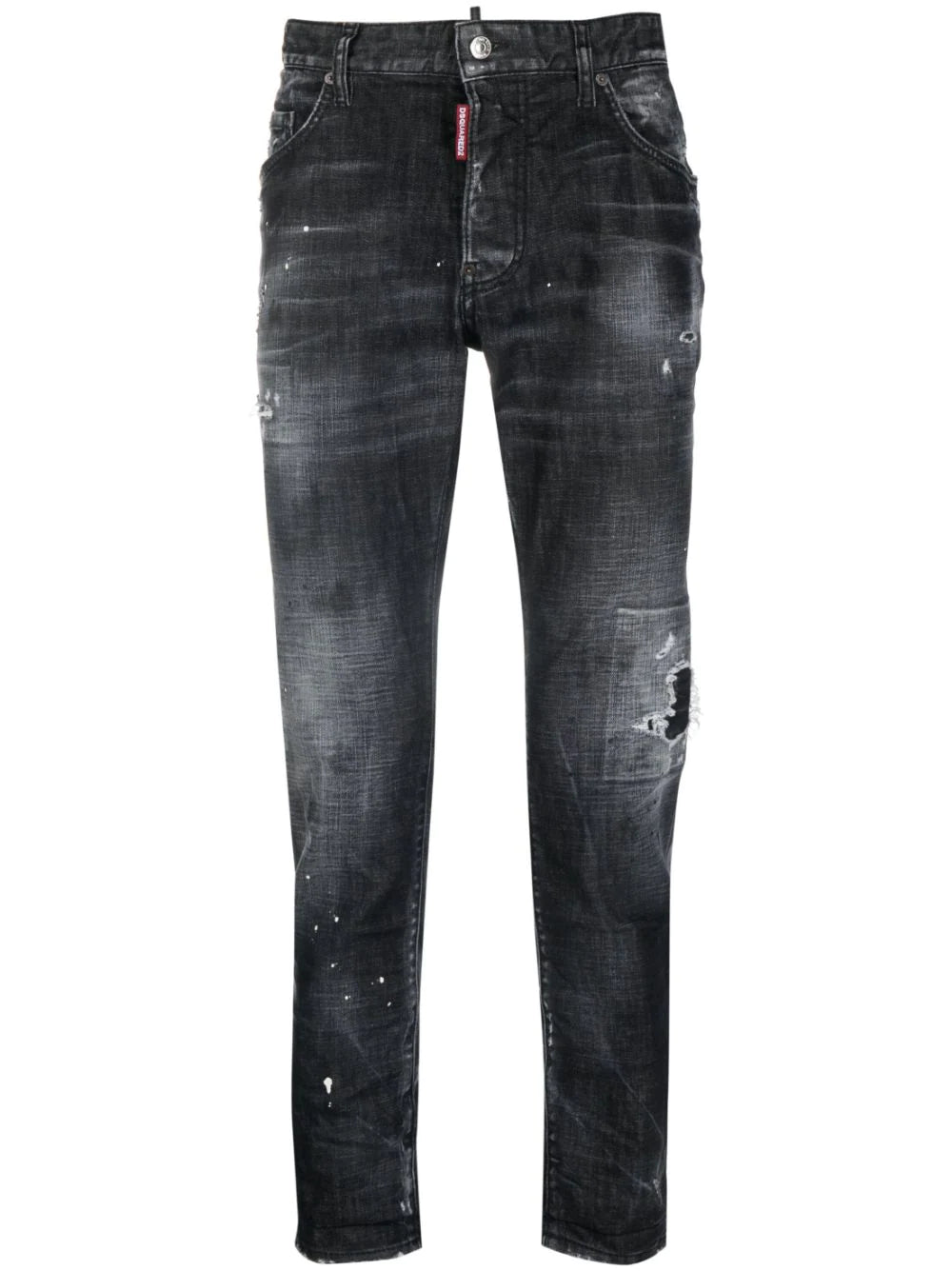 Dsquared2 -mid-rise distressed straight-leg jeans