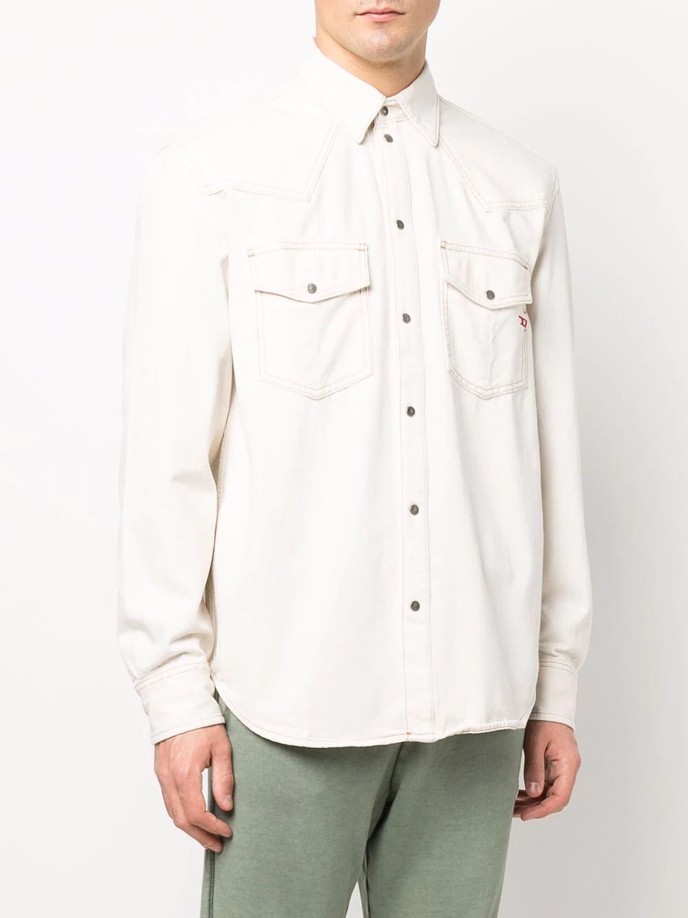 Diesel logo-embroidered denim shirt