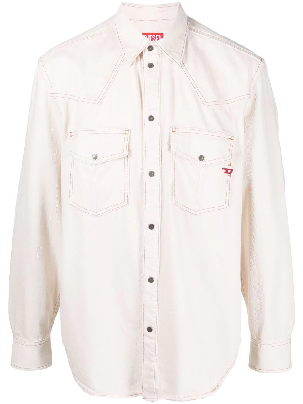Diesel logo-embroidered denim shirt