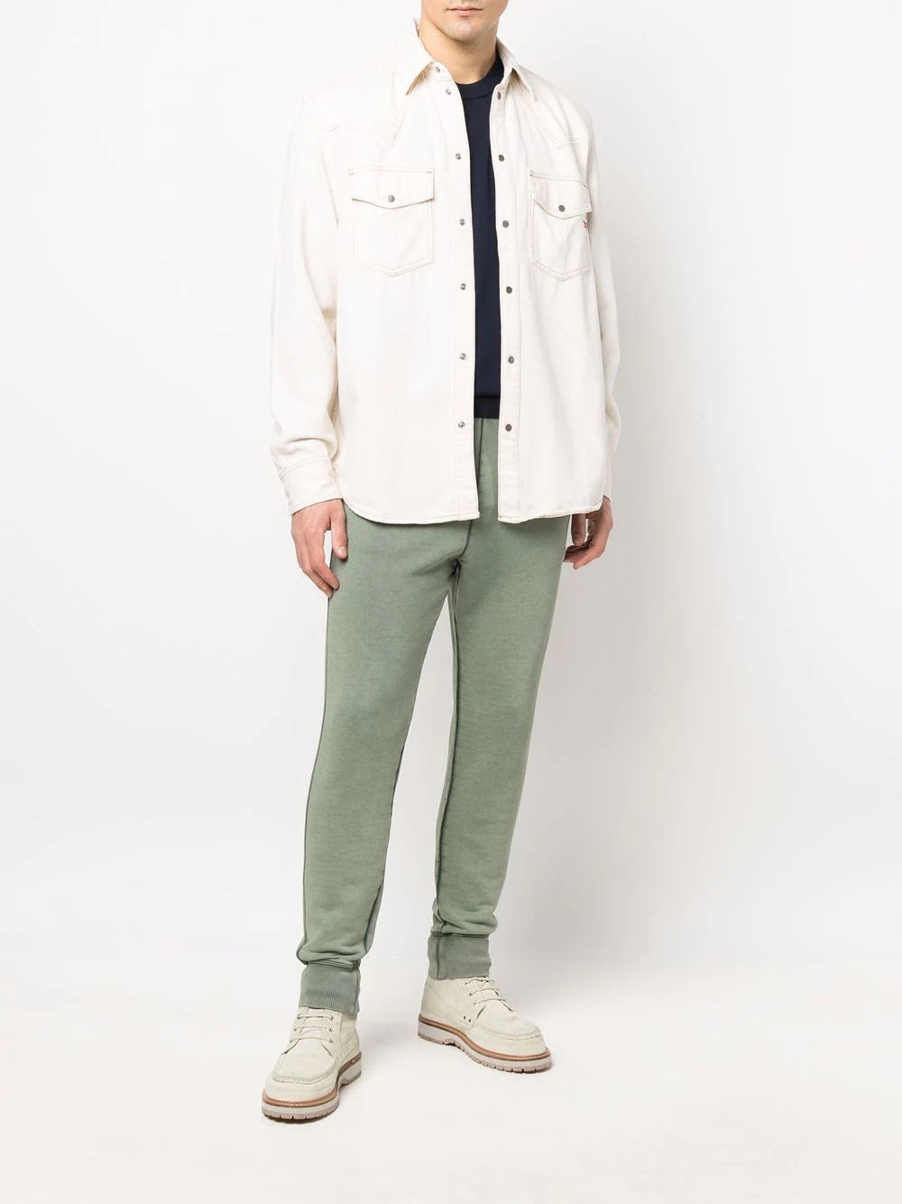 Diesel logo-embroidered denim shirt