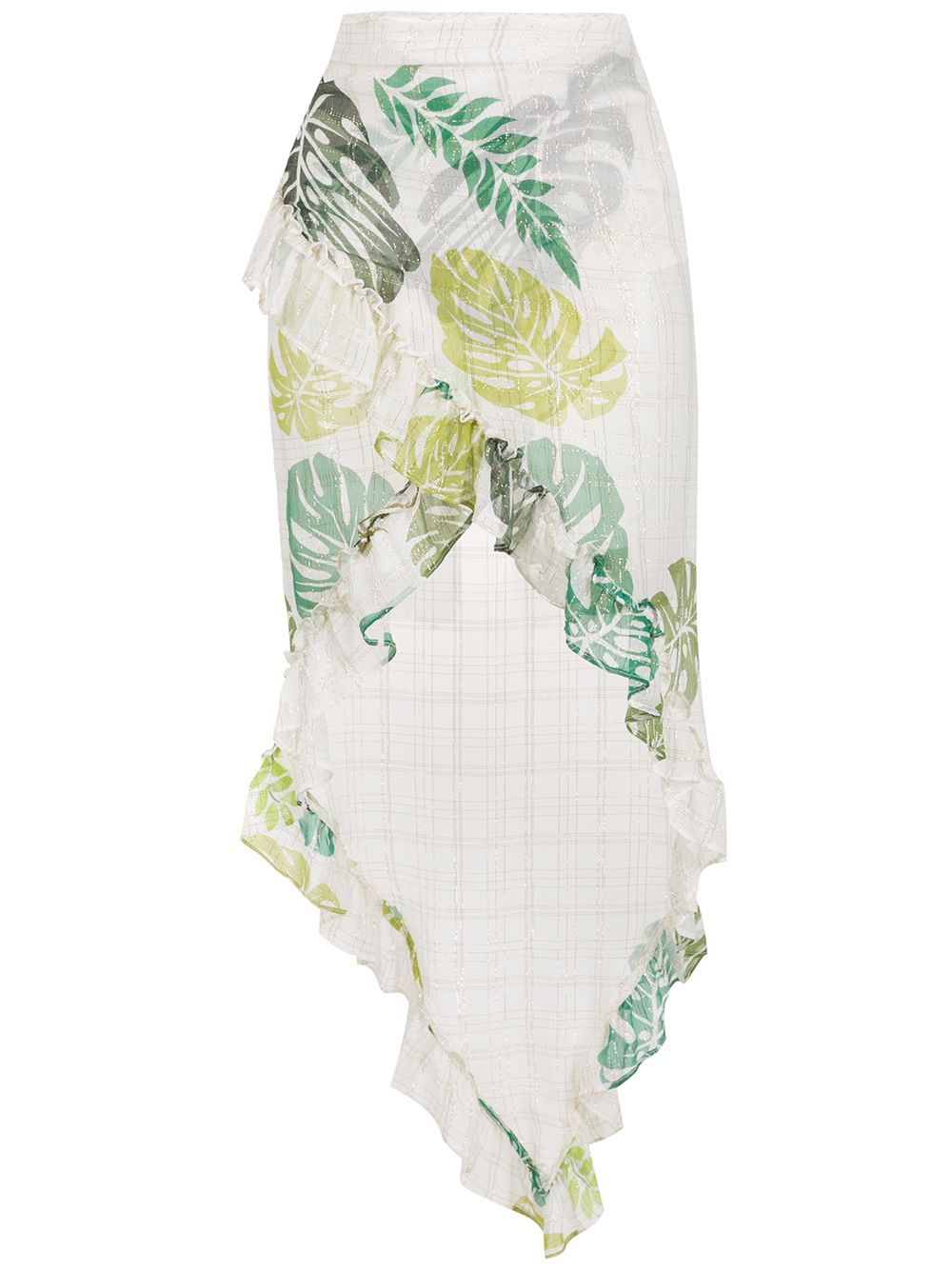Amir Slama  palm leaf print ruffle skirt