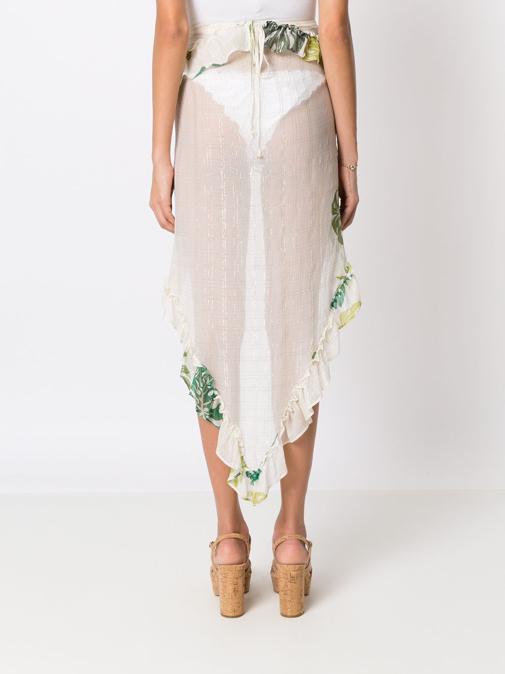 Amir Slama palm leaf print ruffle skirt