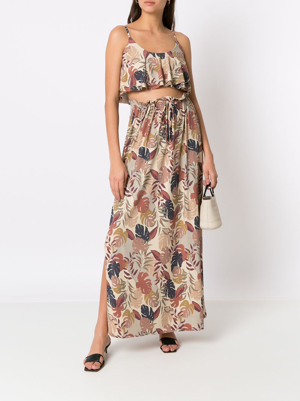 Amir Slama  palm leaf print maxi skirt