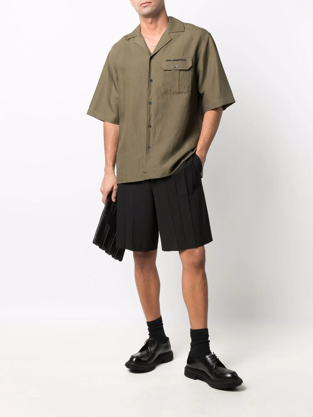 Karl Lagerfeld short-sleeve linen-blend shirt