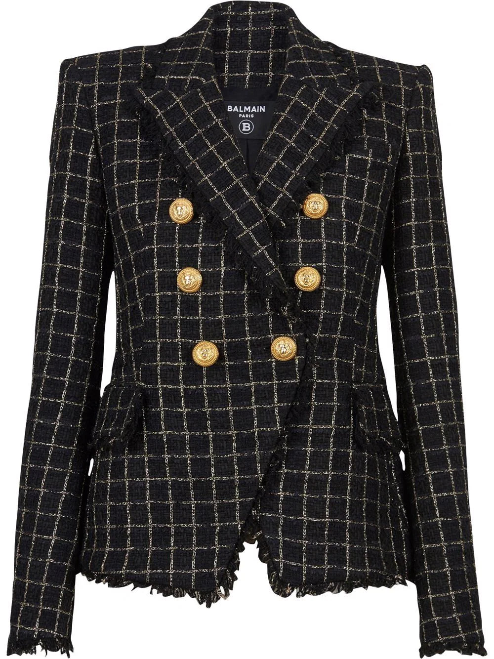 Balmain  double-breasted checked tweed jacket