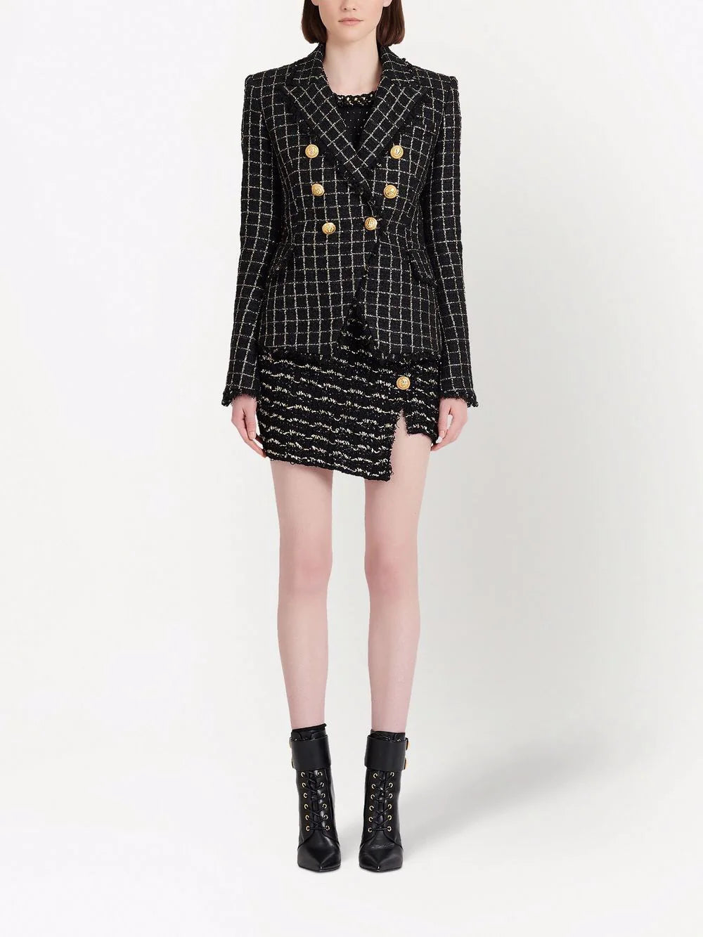 Balmain double-breasted checked tweed jacket - Image 3