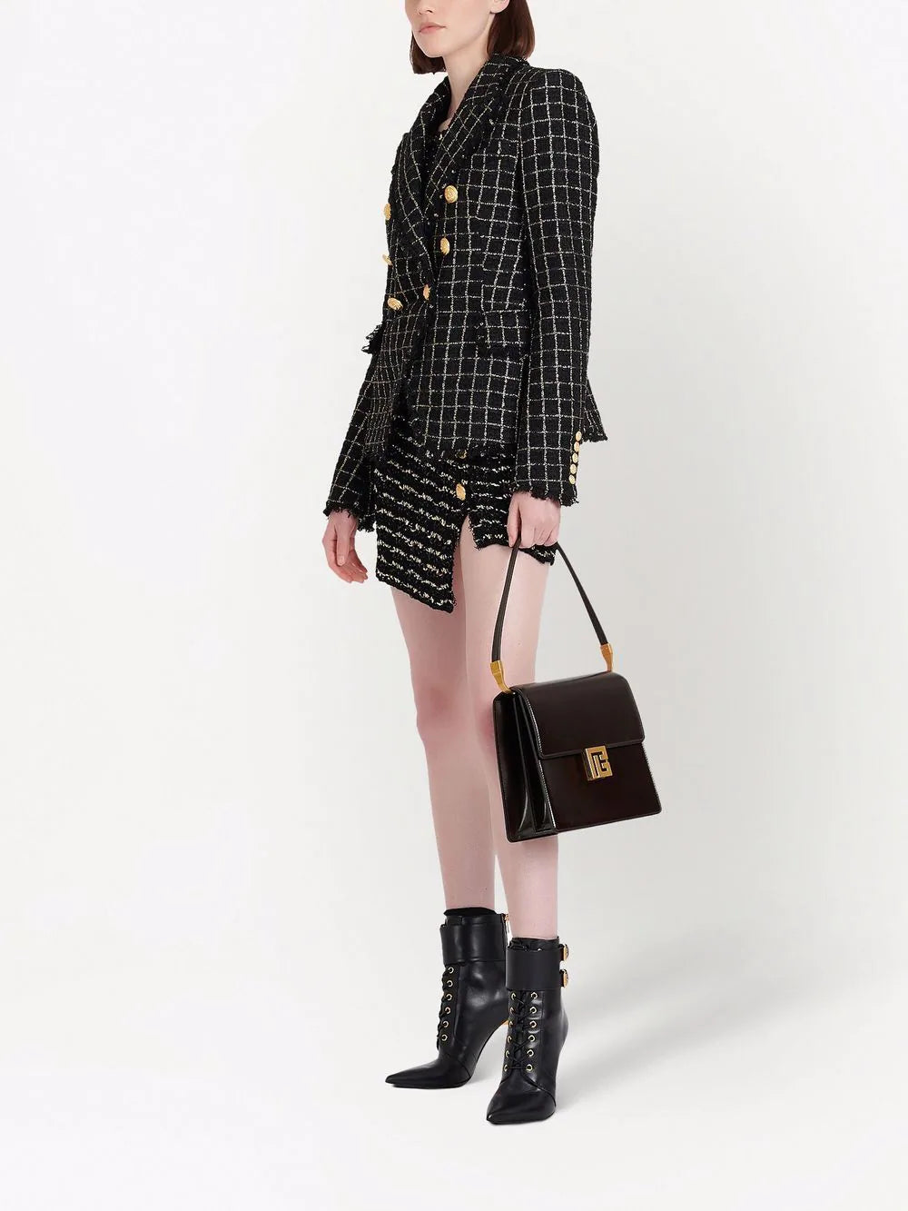 Balmain double-breasted checked tweed jacket - Image 2