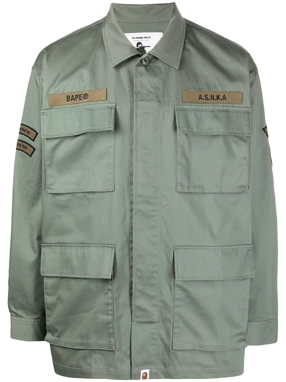 A BATHING APE®  logo-patch concealed shirt