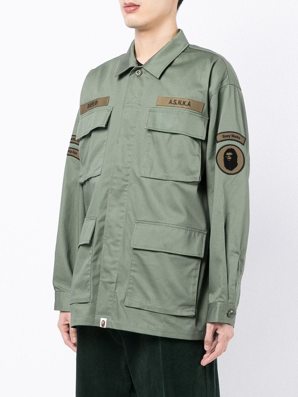 A BATHING APE®  logo-patch concealed shirt