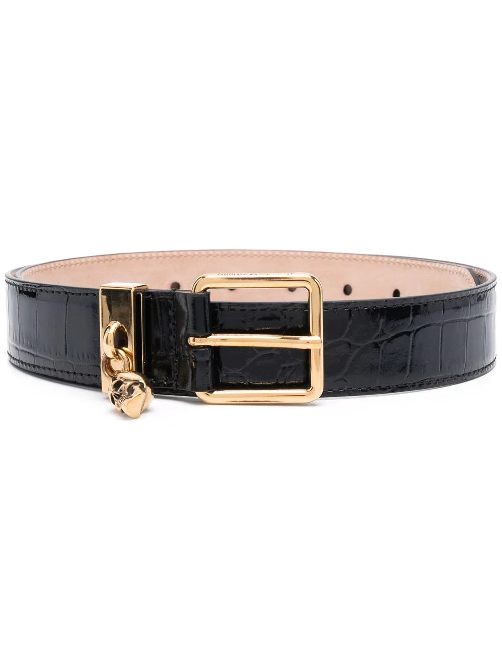 Alexander McQueen  crocodile-effect leather belt