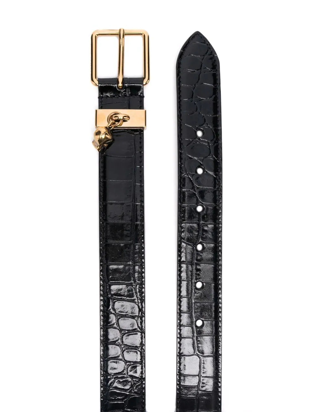Alexander McQueen  crocodile-effect leather belt
