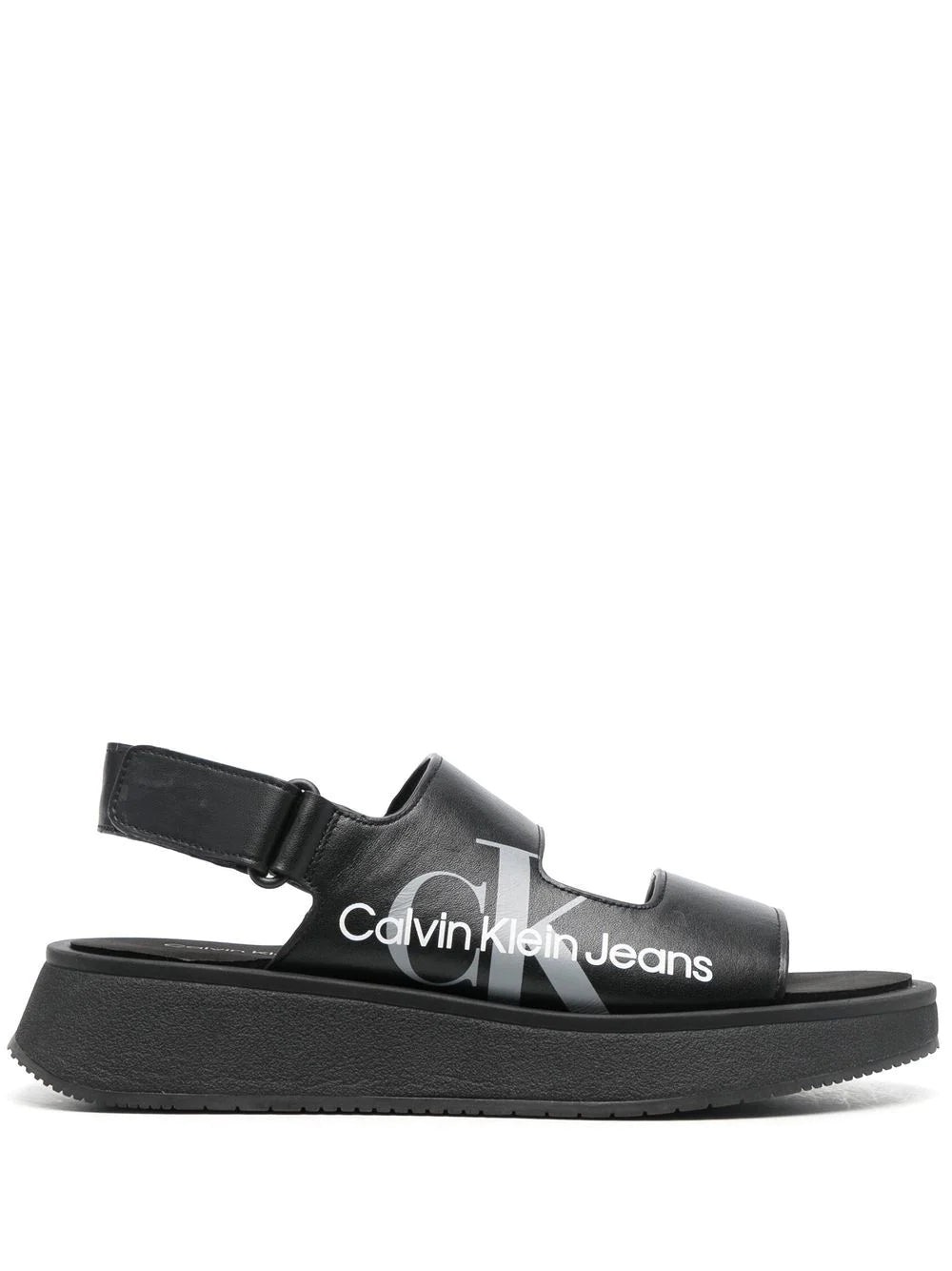 Calvin Klein  logo-print leather slingback sandals