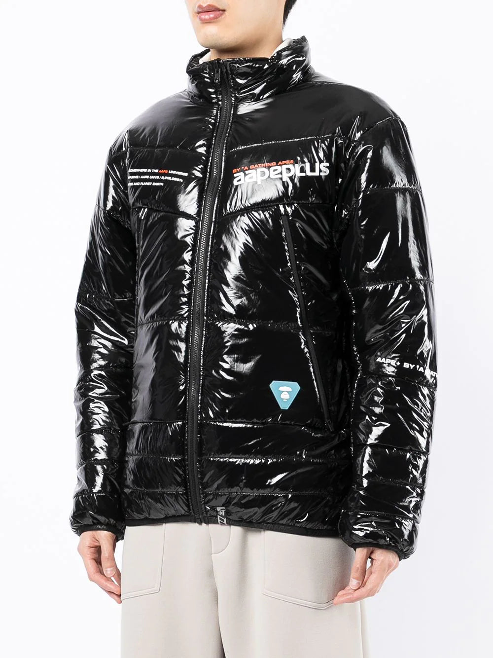 AAPE BY *A BATHING APE®  high-shine logo-print puffer jacket