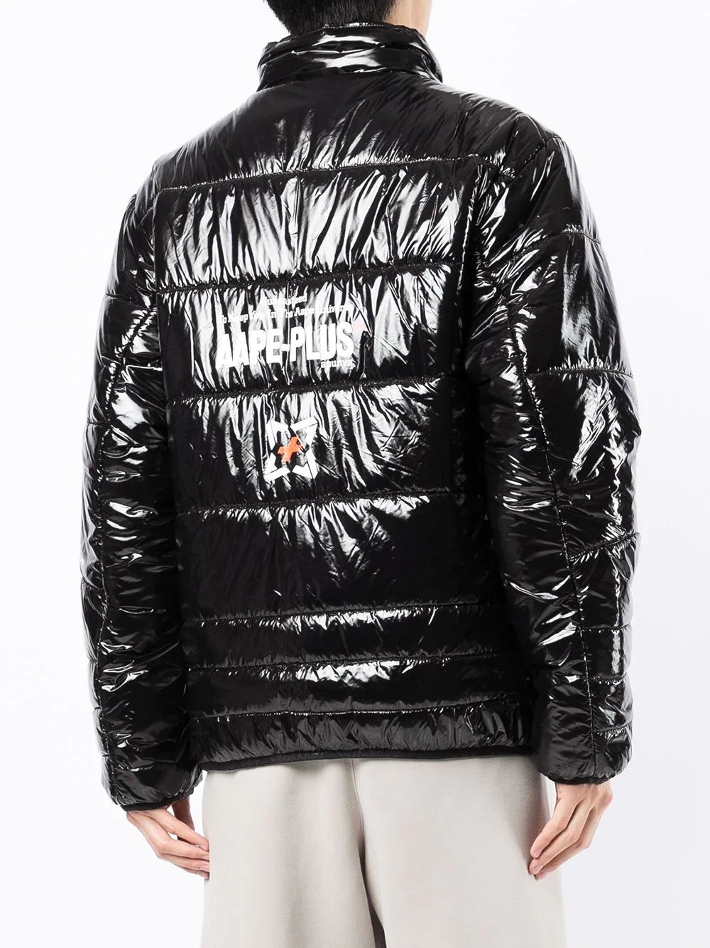 AAPE BY *A BATHING APE®  high-shine logo-print puffer jacket
