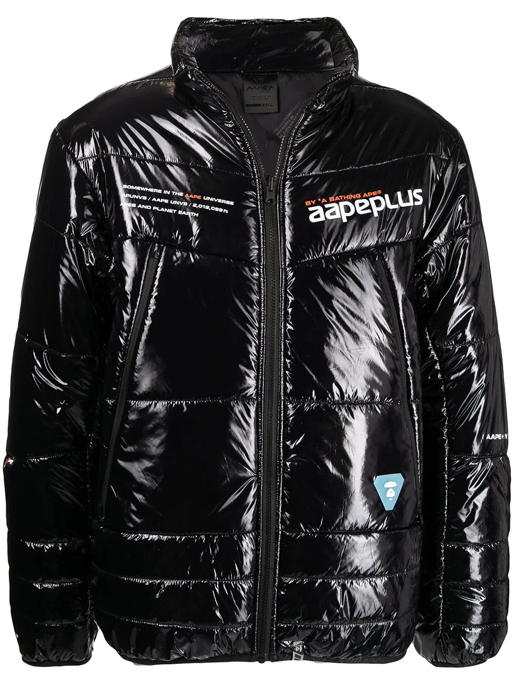AAPE BY *A BATHING APE®  high-shine logo-print puffer jacket