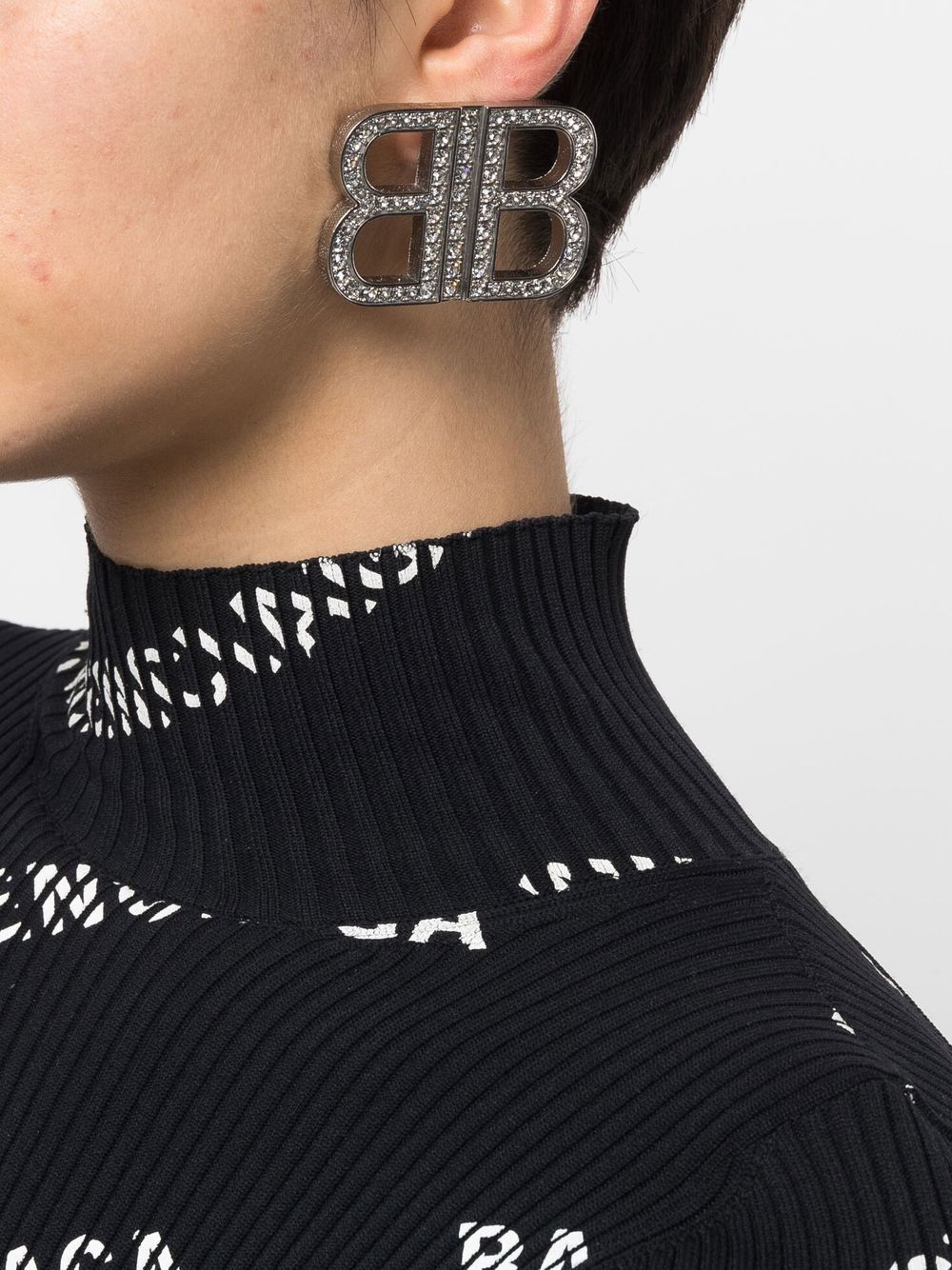 Balenciaga  BB crystal-embellished earrings