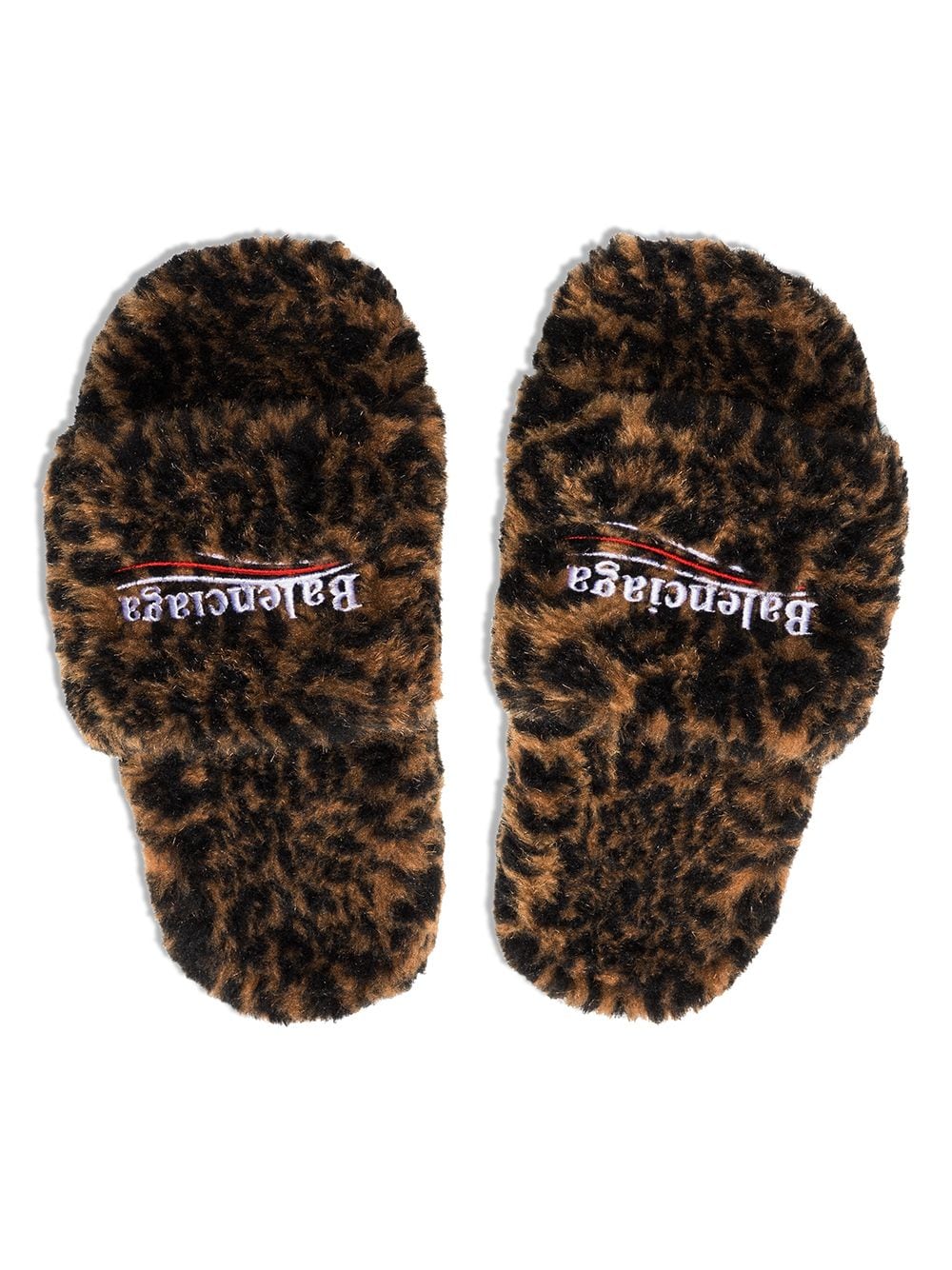 Balenciaga faux fur logo slides