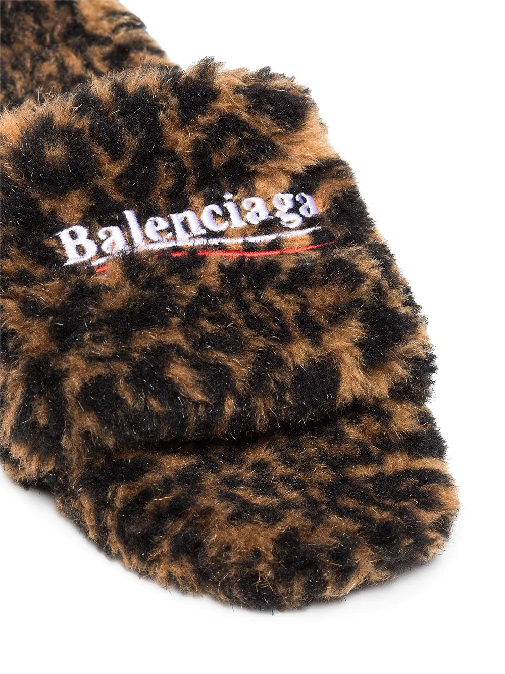Balenciaga faux fur logo slides