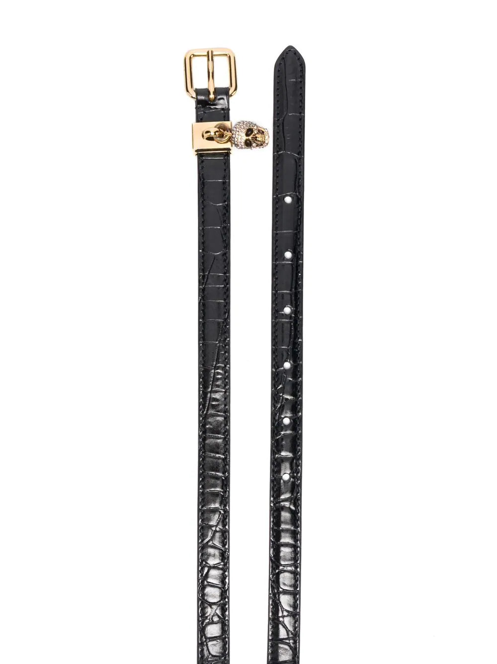 Alexander McQueen crocodile-embossed skull-charm belt