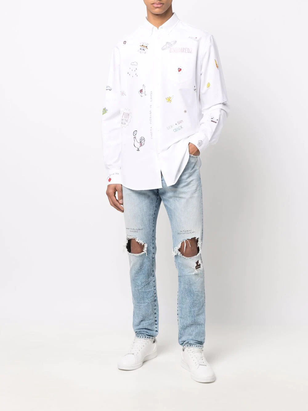 Dsquared2 motif-embellished cotton shirt