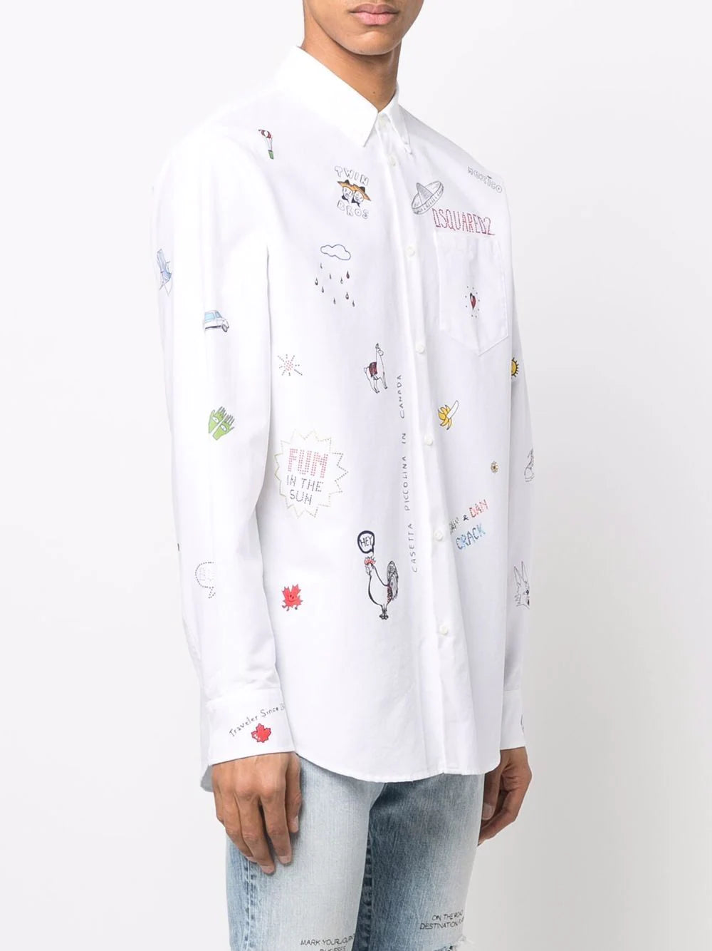 Dsquared2 motif-embellished cotton shirt